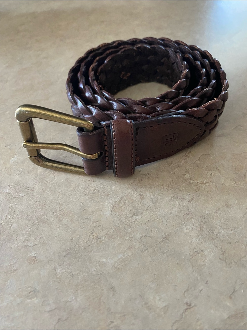 Lauren Ralph Lauren dark brown braided woven leather belt